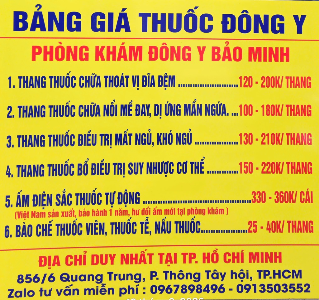 Bảng giá thuốc đông y 